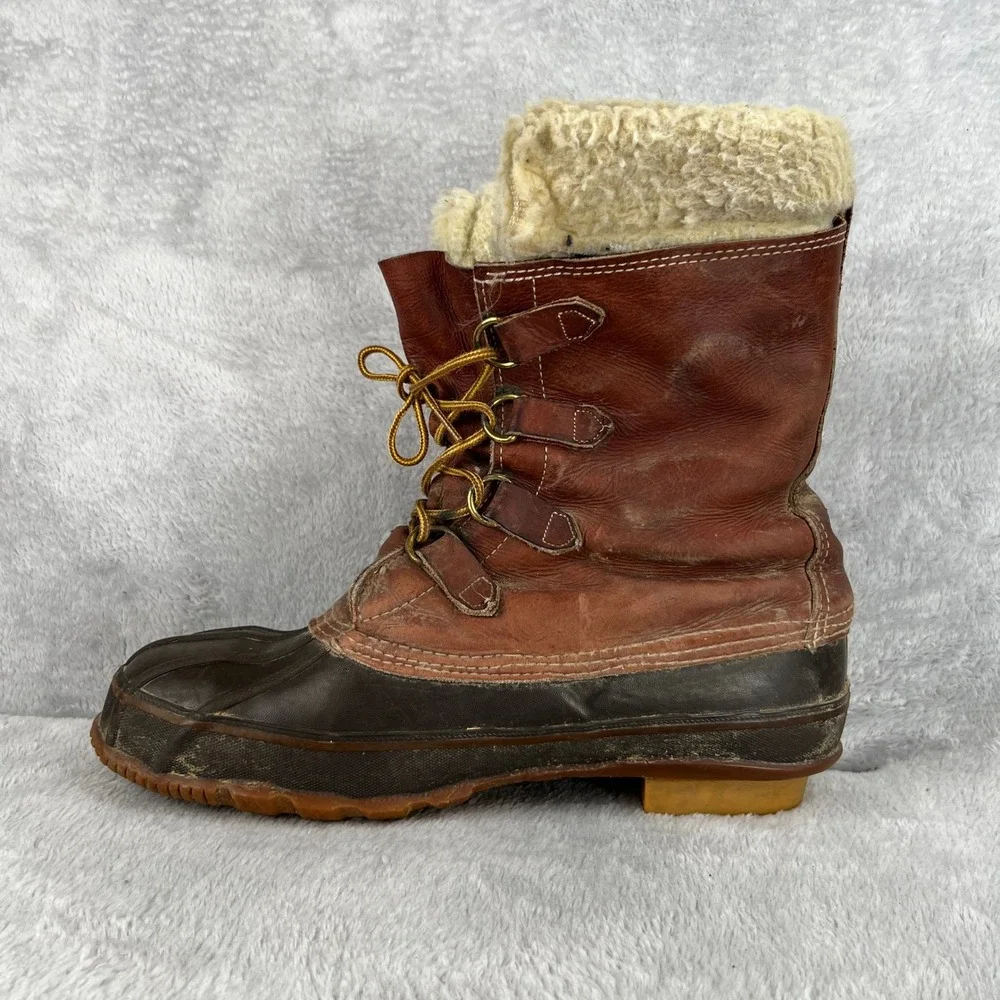 Rico Insulated Leather Duck Boots 11 Brown Men Vintage Winter Work Outdoor Boots